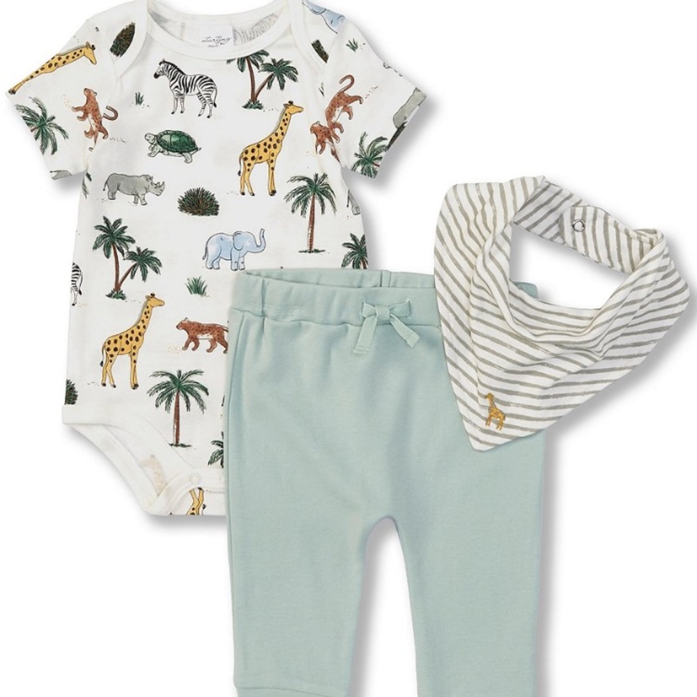 Baby Boys Long onesie Pant & Bib Set